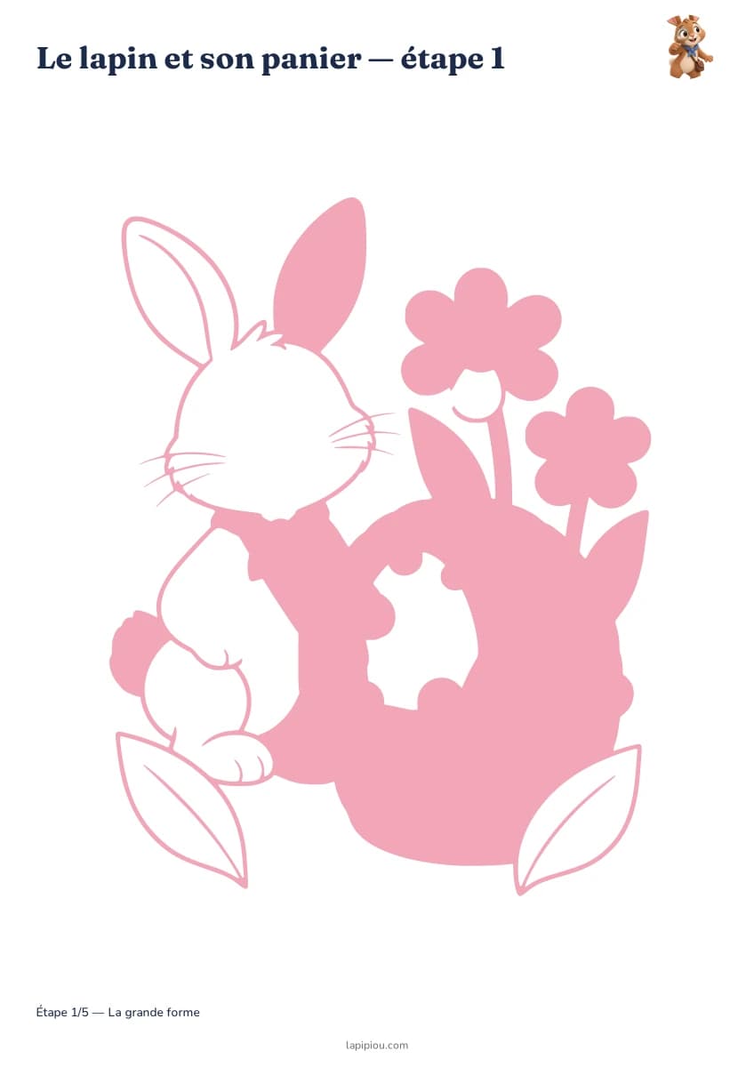 Le lapin et son panier — aperçu des étapes de dessin