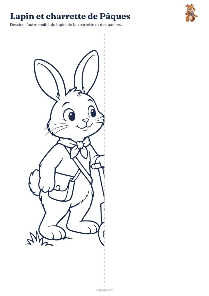 Lapin et charrette de Pâques — aperçu de la fiche à imprimer