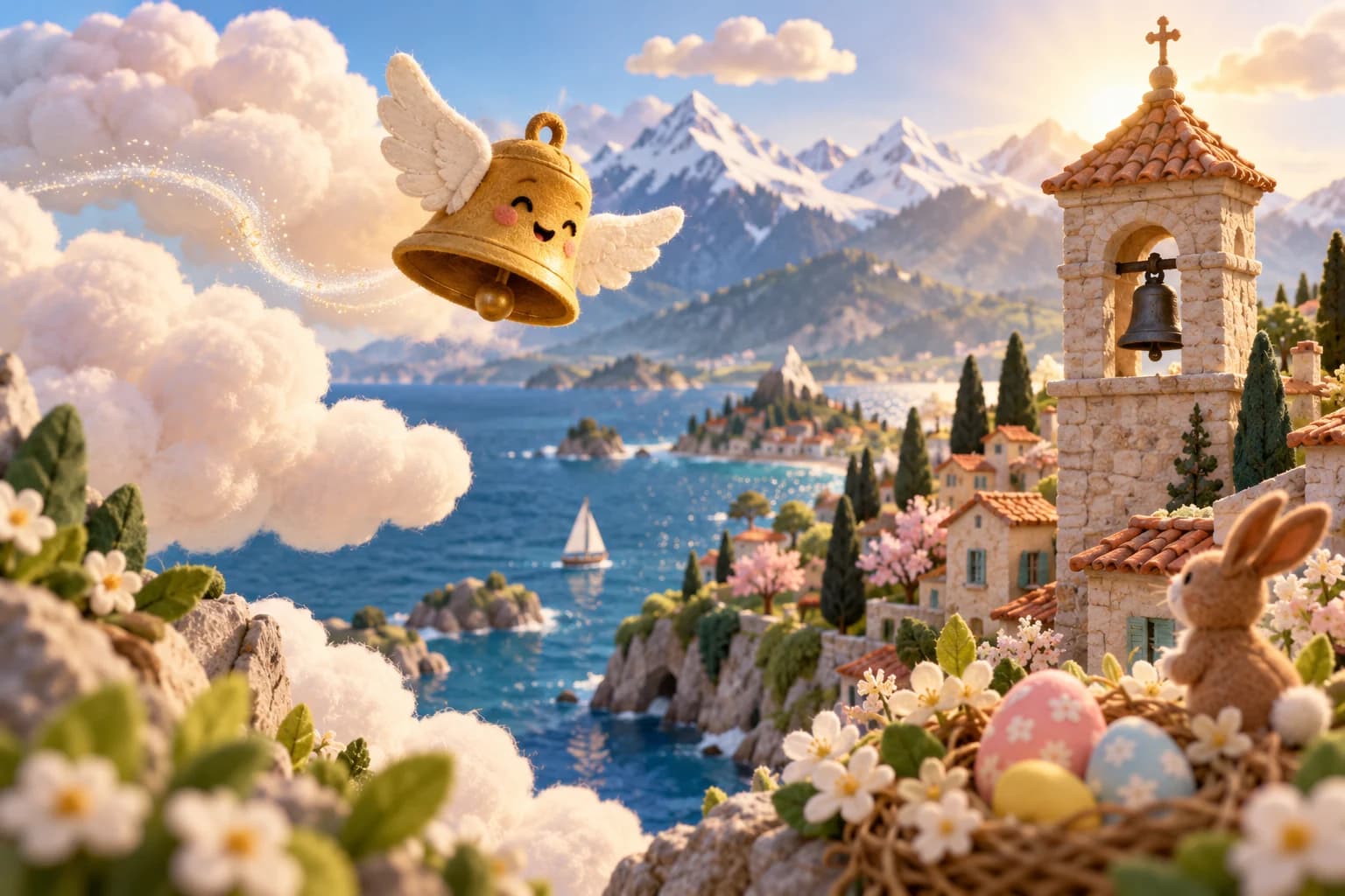 Illustration de la comptine « La cloche des nuages ».